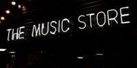 music store on black background