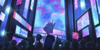 Cat in night city