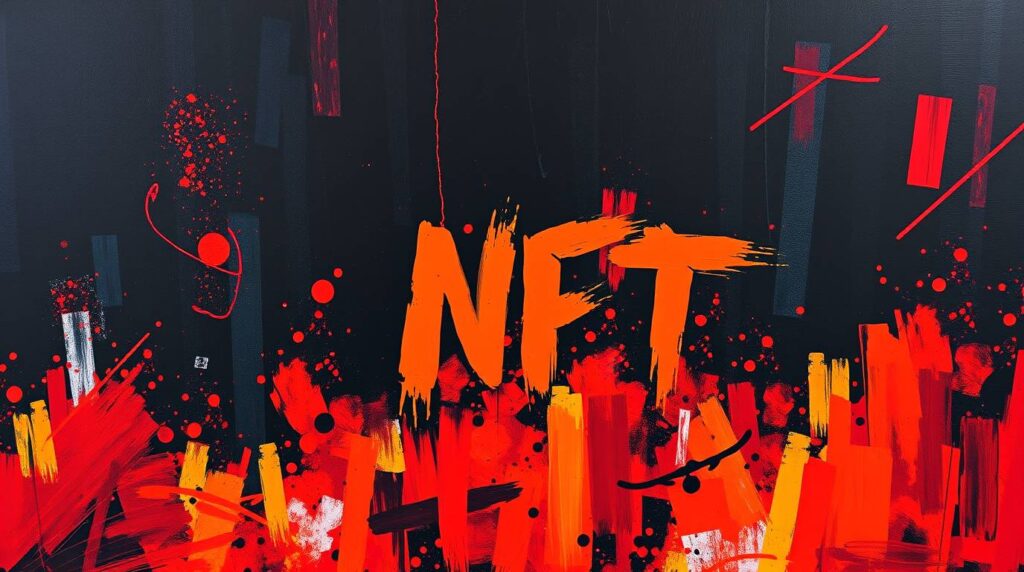 Bold acrylic painting, strong moody style, a music NFT icon, low contrast, vibrant colors, textured brushstrokes