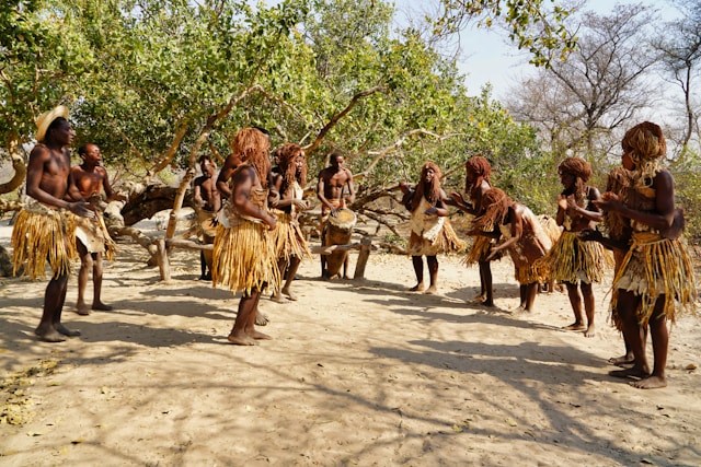Ritual tribal dance in Rundu, Kavango, Namibia.