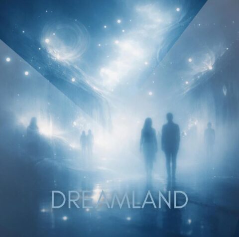 Melancholic Bird Dreamland cover art, atmospheric future garage aesthetic with blue and grey tones.