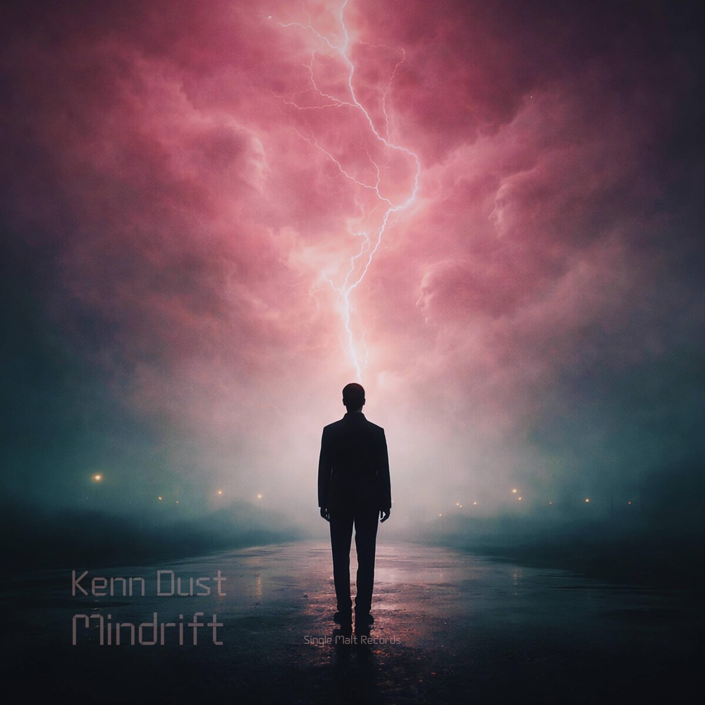 Dark and atmospheric cover art for Mindrift by Kenn Dust, capturing the essence of late-night introspection.